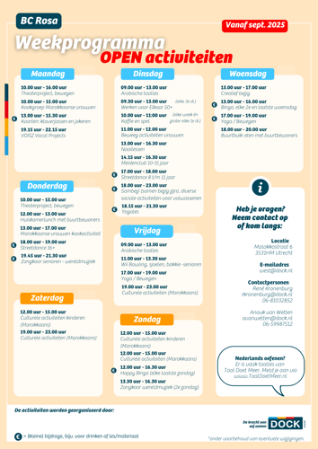 Weekprogramma OPEN activiteiten vanaf sept. 2025